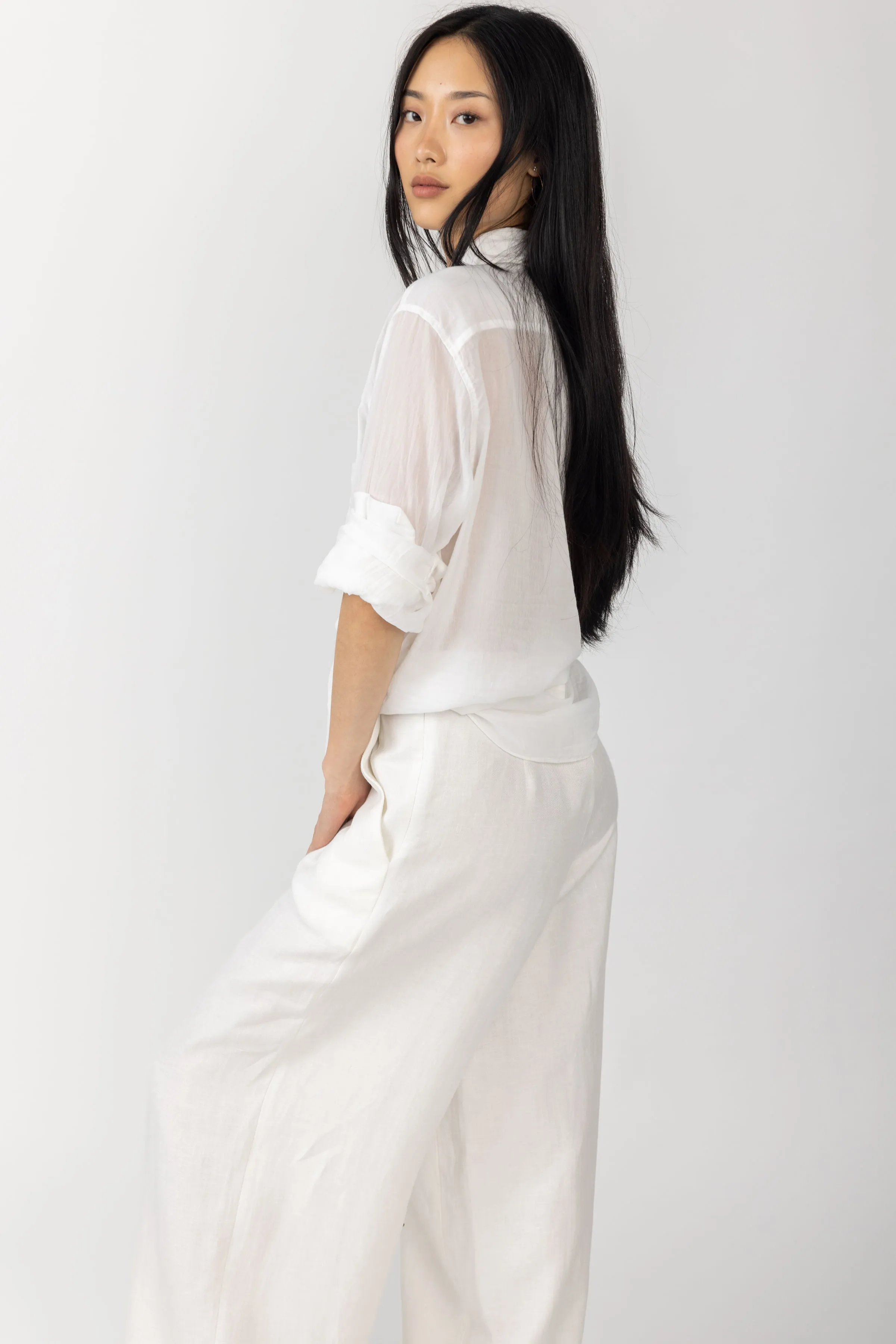 Cotton Silk White Voile Shirt