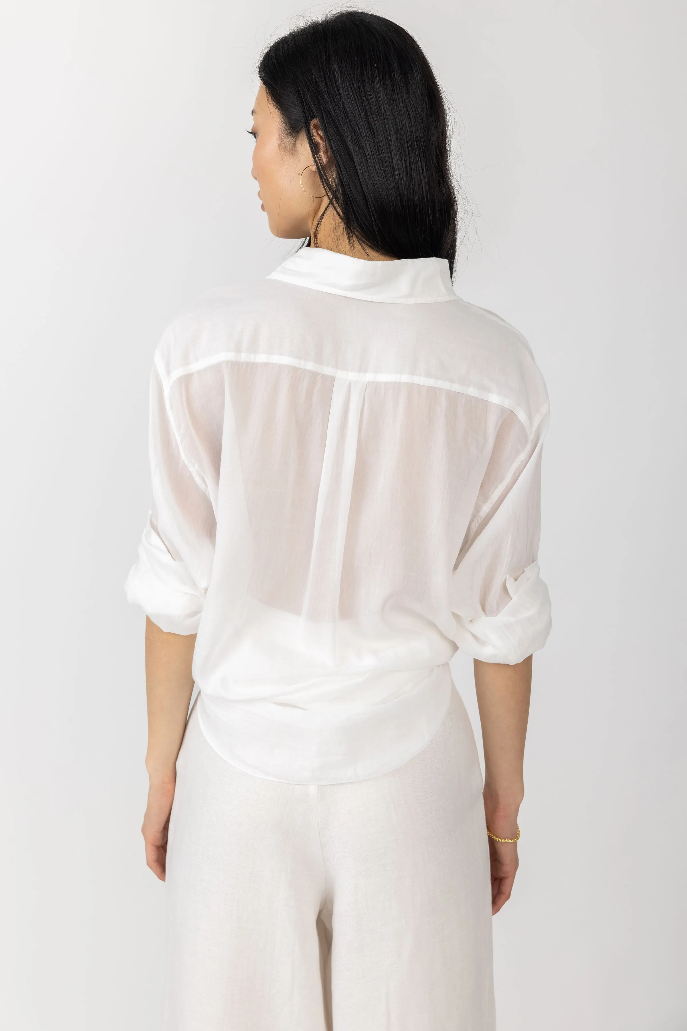 Cotton Silk White Voile Shirt