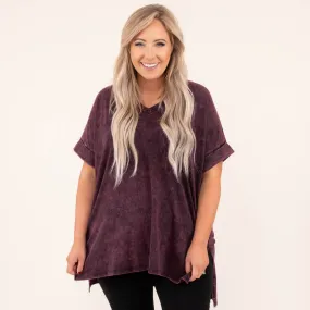 Dark Burgundy Mineral Wash Comfy Travels Top