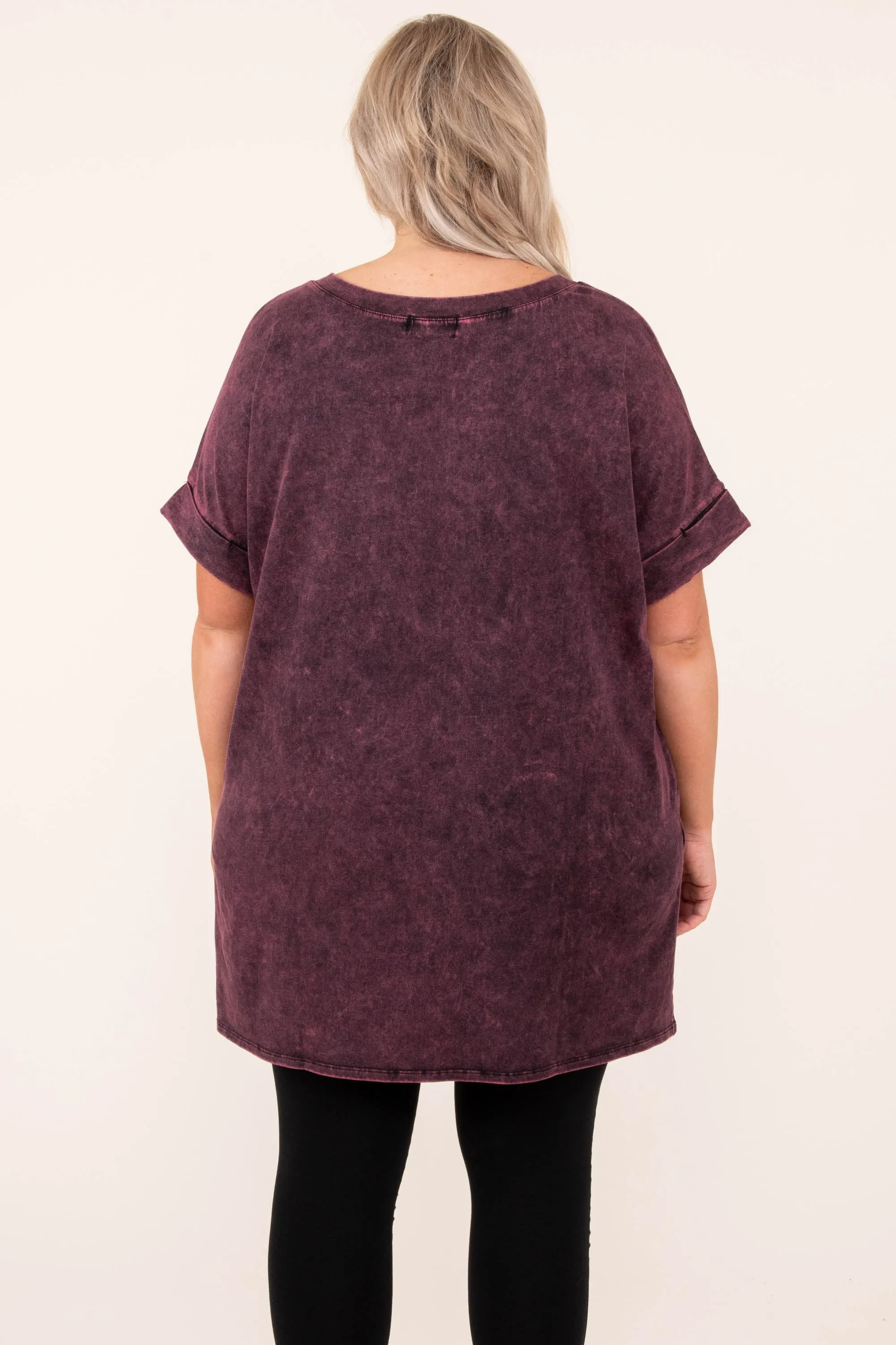 Dark Burgundy Mineral Wash Comfy Travels Top