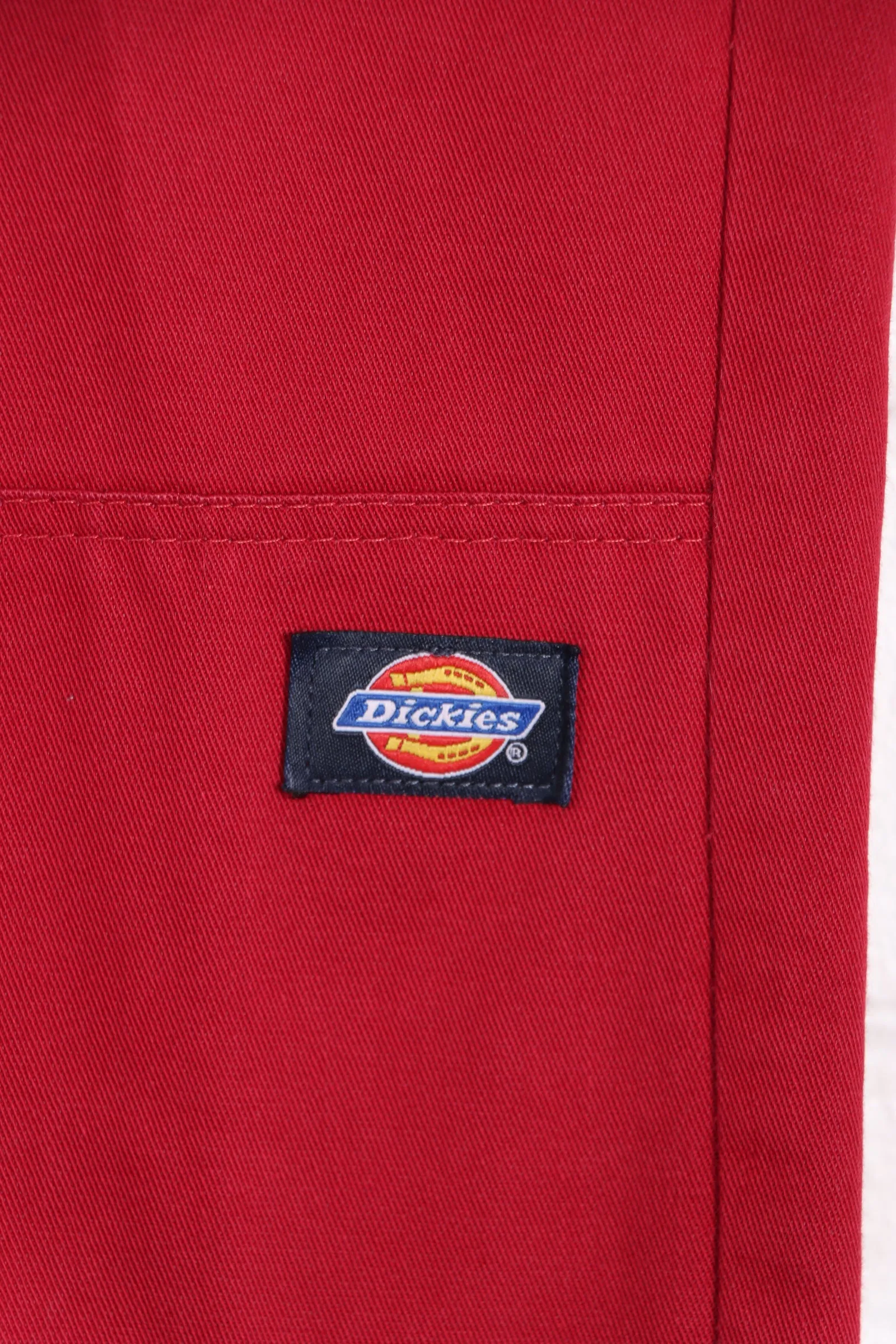 DICKIES Red Workwear Pants - Vintage Skinny Straight Fit (34x32)