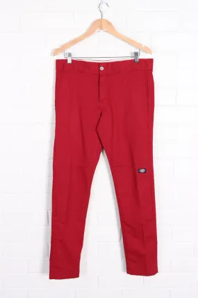 DICKIES Red Workwear Pants - Vintage Skinny Straight Fit (34x32)