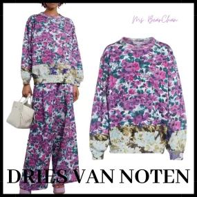 Dries Van Noten crew neck flower patterns long sleeves cotton oversized