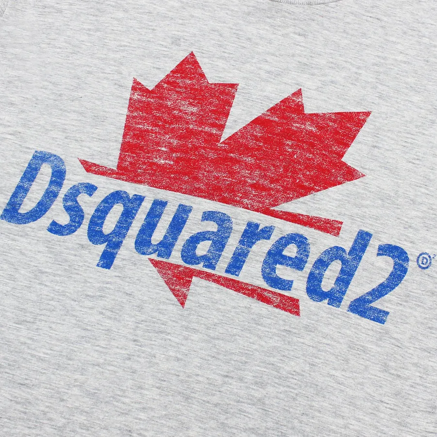 DSQUARED2 Maple Leaf Logo T-Shirt Grey Marl