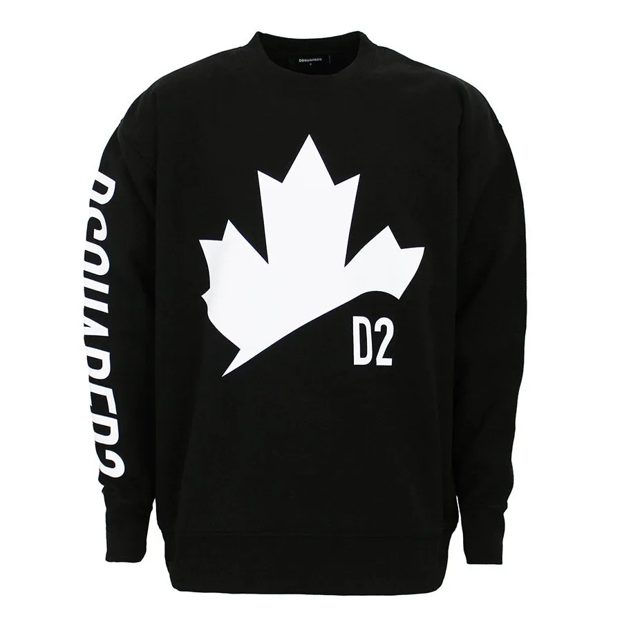 DSQUARED2 Oversized Black Leaf Sweatshirt