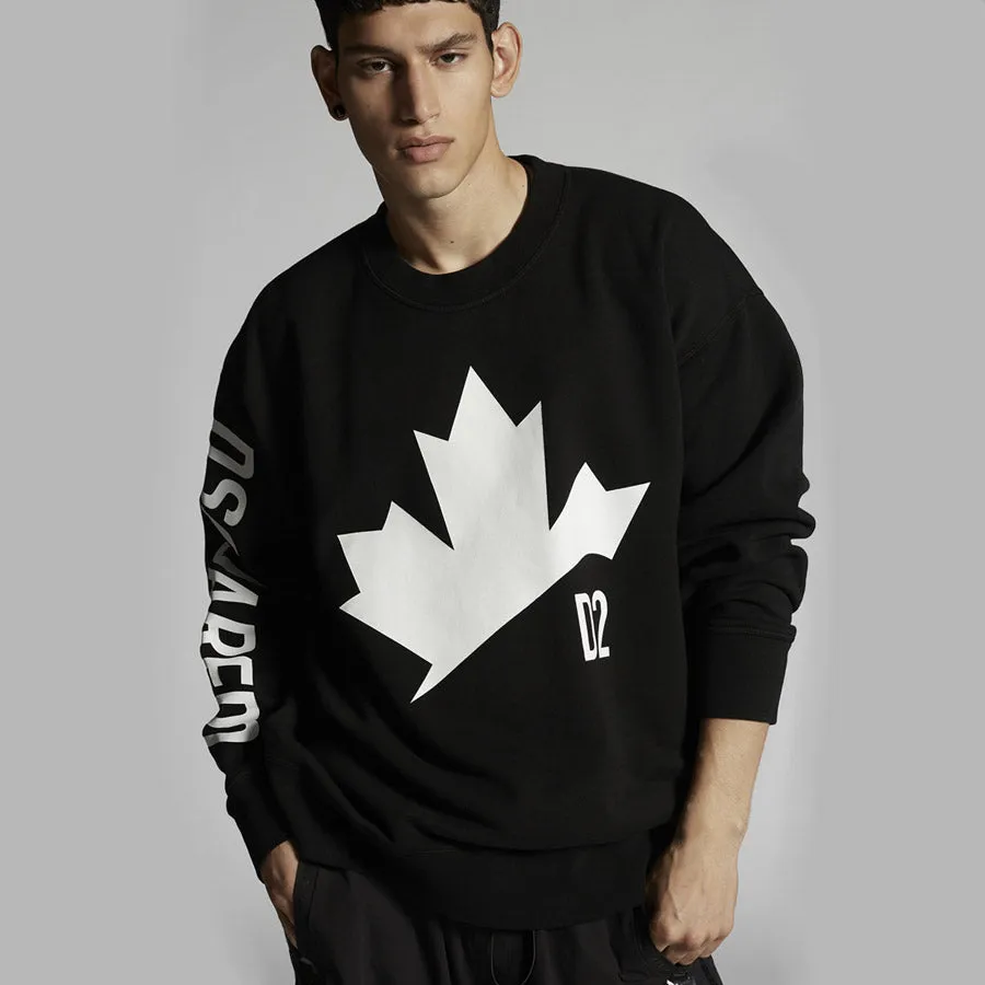 DSQUARED2 Oversized Black Leaf Sweatshirt