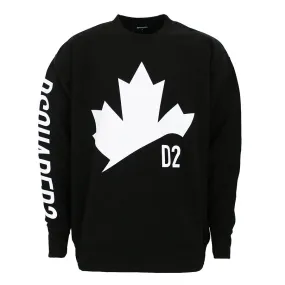 DSQUARED2 Oversized Black Leaf Sweatshirt