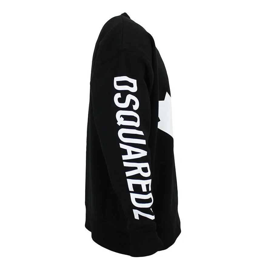 DSQUARED2 Oversized Black Leaf Sweatshirt