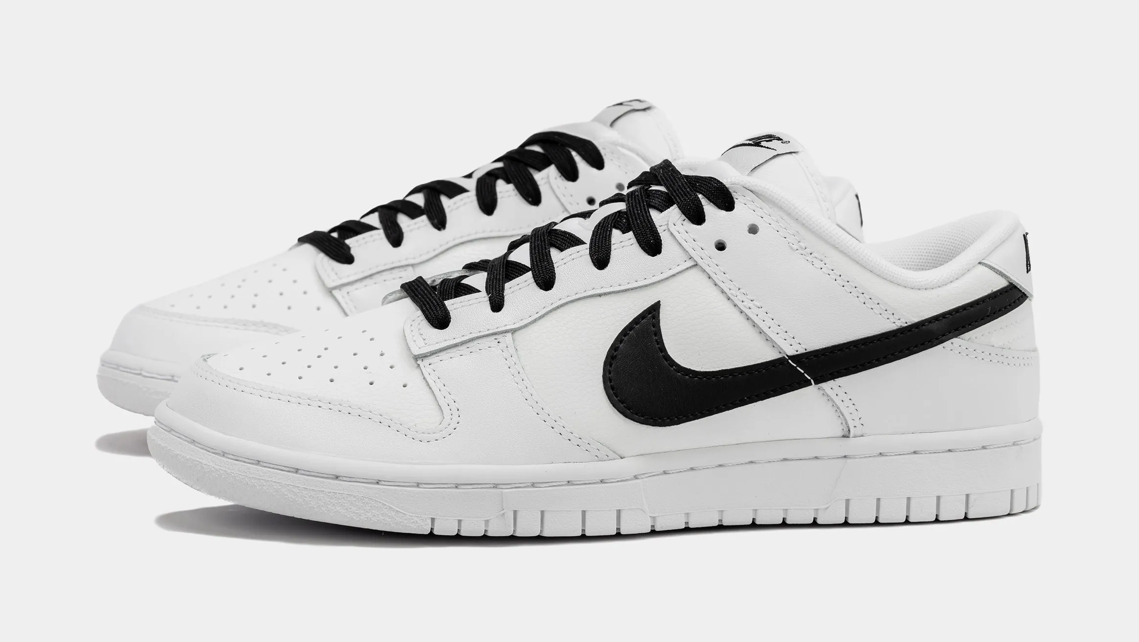 Dunk Low White Black Men's Shoes - Free Shipping (White/Black)