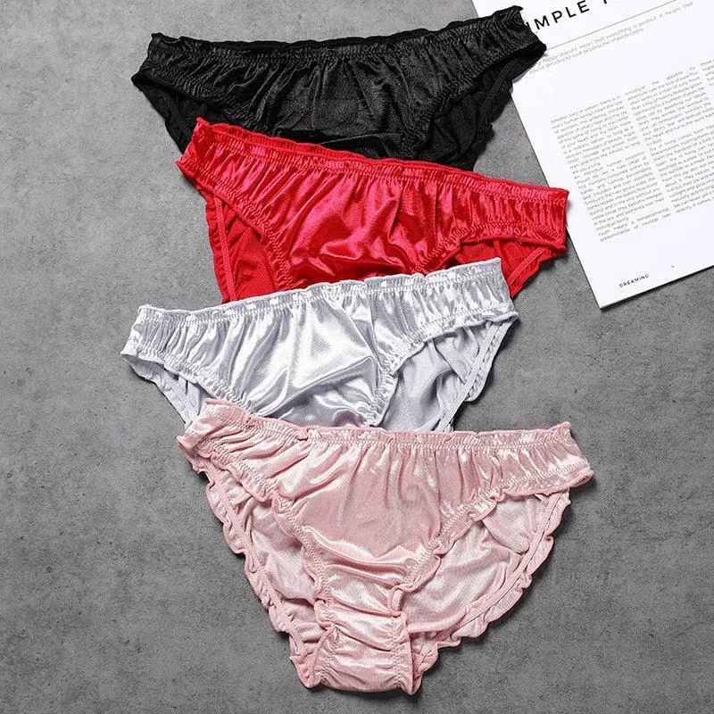 Elastic Satin Briefs Low Waist Underwear Pants