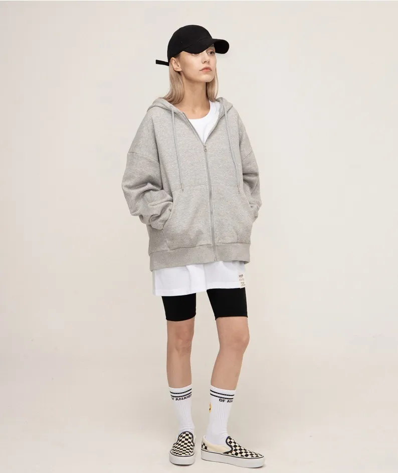 ELBOW DRAWING SMILE HOODED ZIP UP Jacket GRAVER