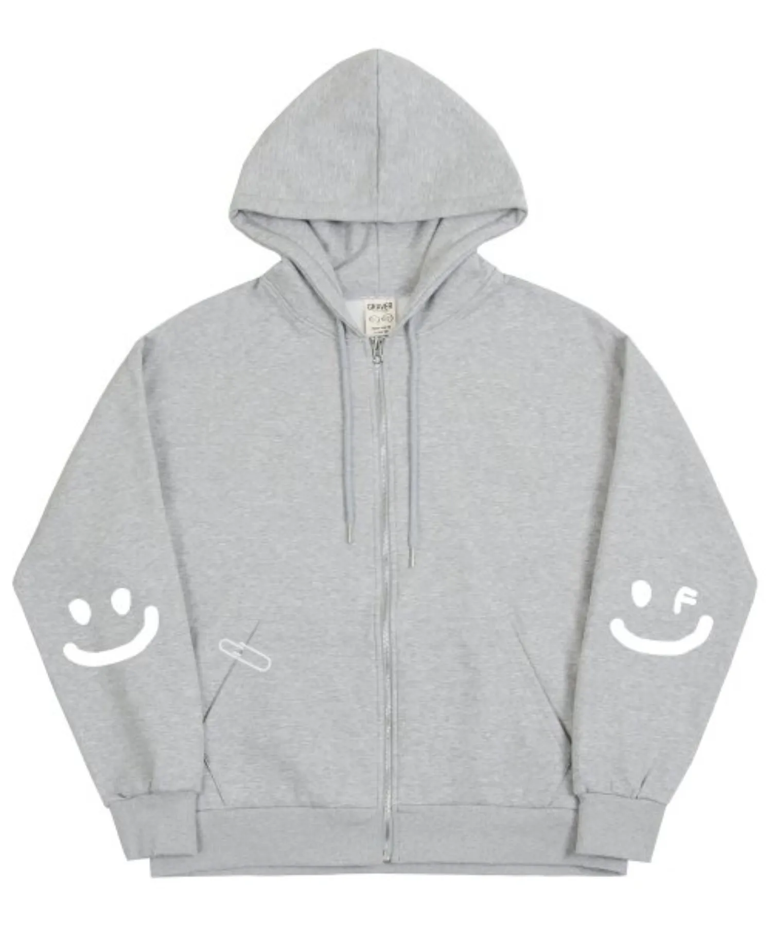 ELBOW DRAWING SMILE HOODED ZIP UP Jacket GRAVER