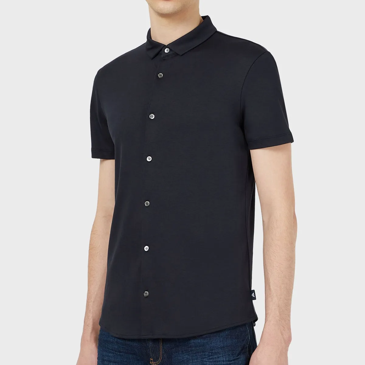 Emporio Armani Navy Short Sleeve Jersey Cotton Shirt