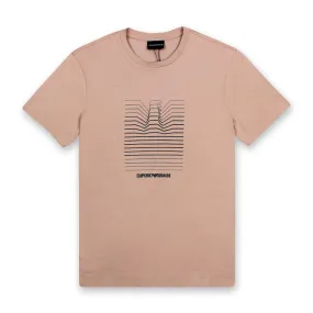 Emporio Armani Pink Embroidered Line Eagle T-Shirt