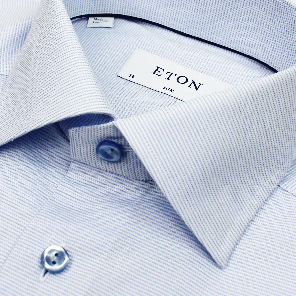 Eton Slim Fit Micro Pattern Shirt Blue