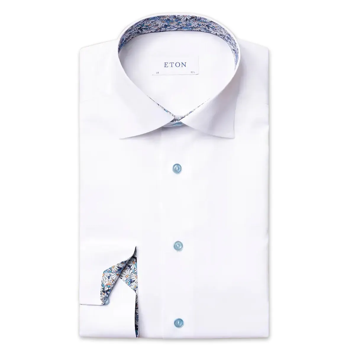 Eton White Shirt - Contemporary Fit with Floral Trim - Buy Now