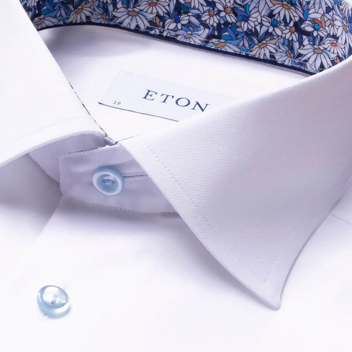 Eton White Shirt - Contemporary Fit with Floral Trim - Buy Now