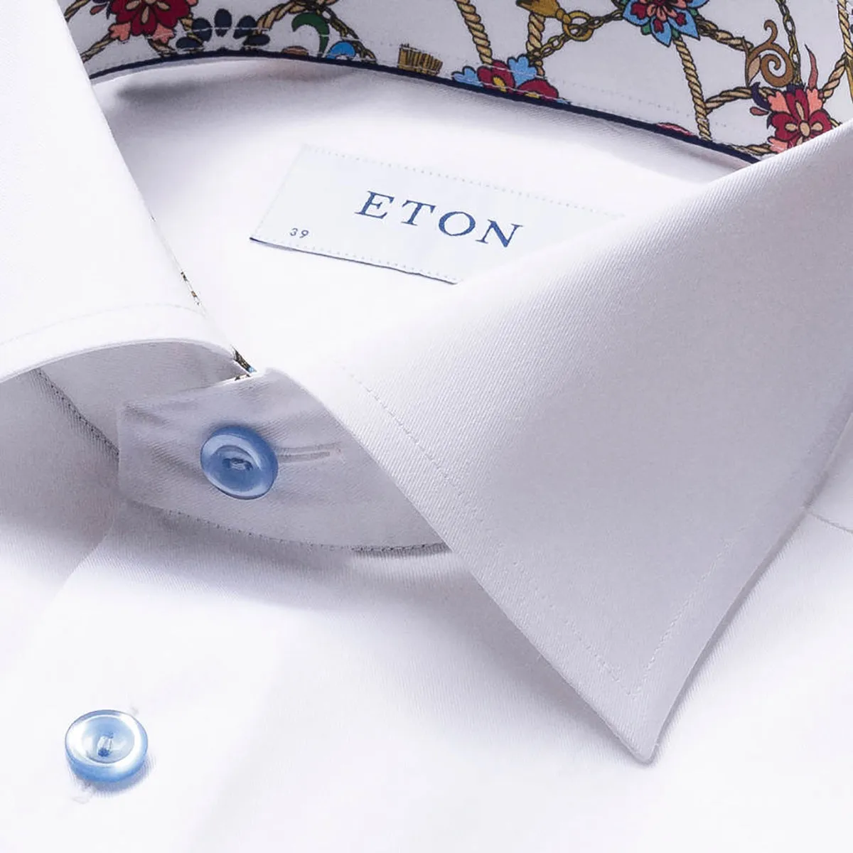 Eton White Shirt - Modern Fit with Stylish Print Trim