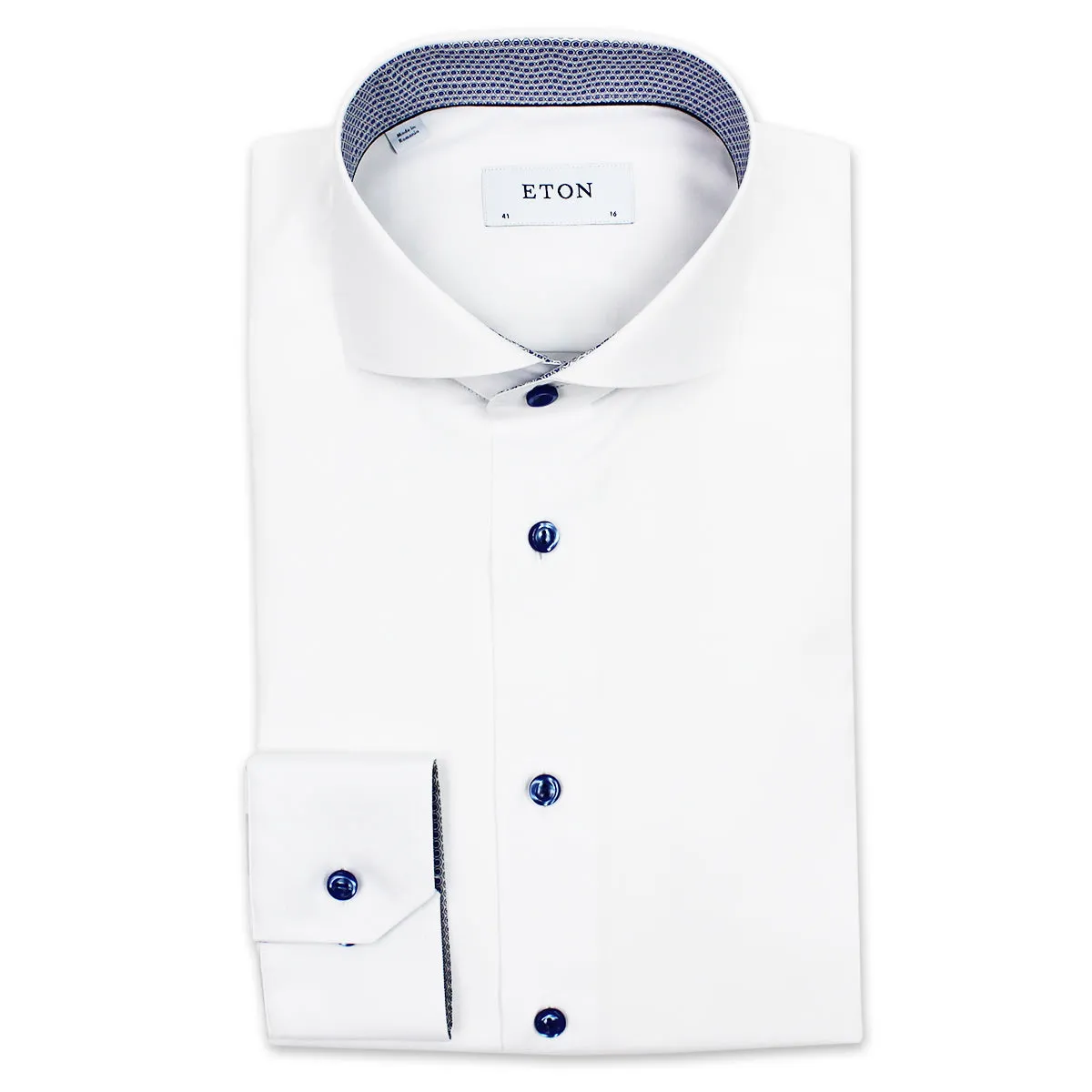 Eton white slim fit shirt with circle trim.