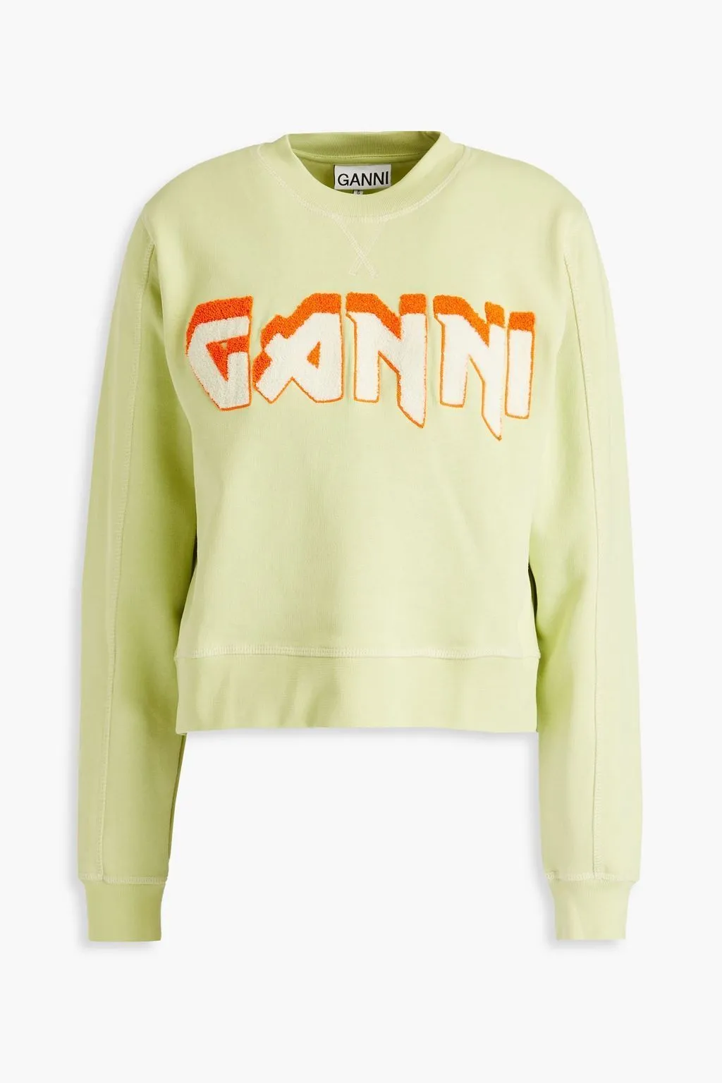 Ganni Crew Neck Street Style Long Sleeves 100% Cotton Logo - Available Now