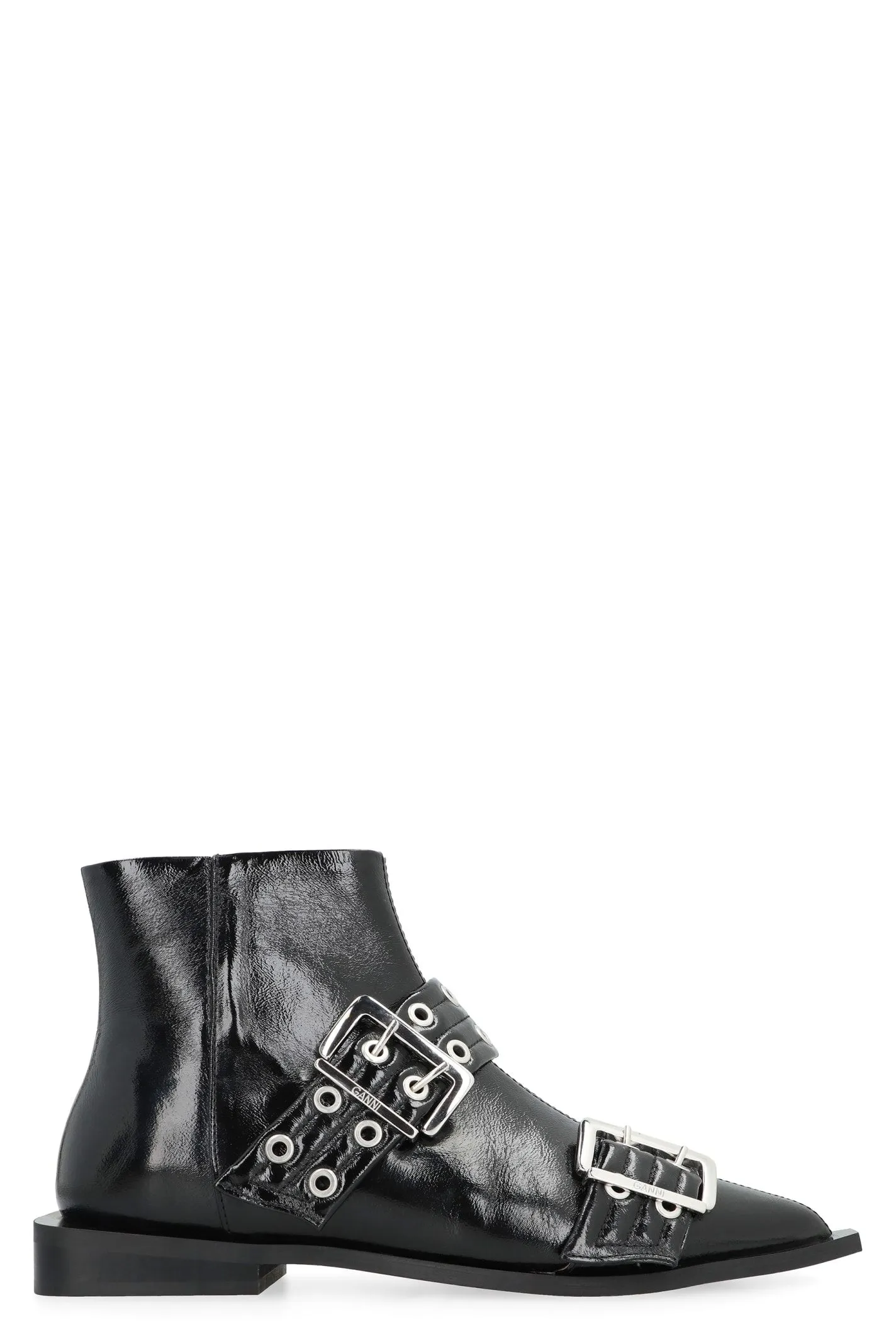 Ganni Faux Leather Ankle Boots