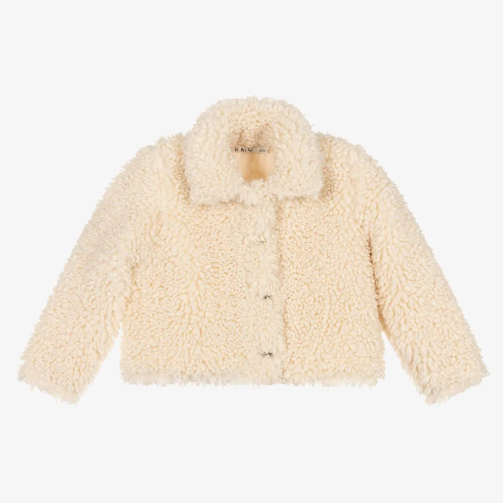 Girls Ivory Teddy Fleece Jacket