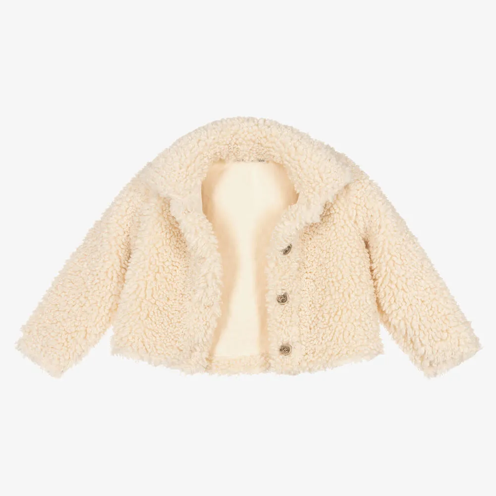 Girls Ivory Teddy Fleece Jacket