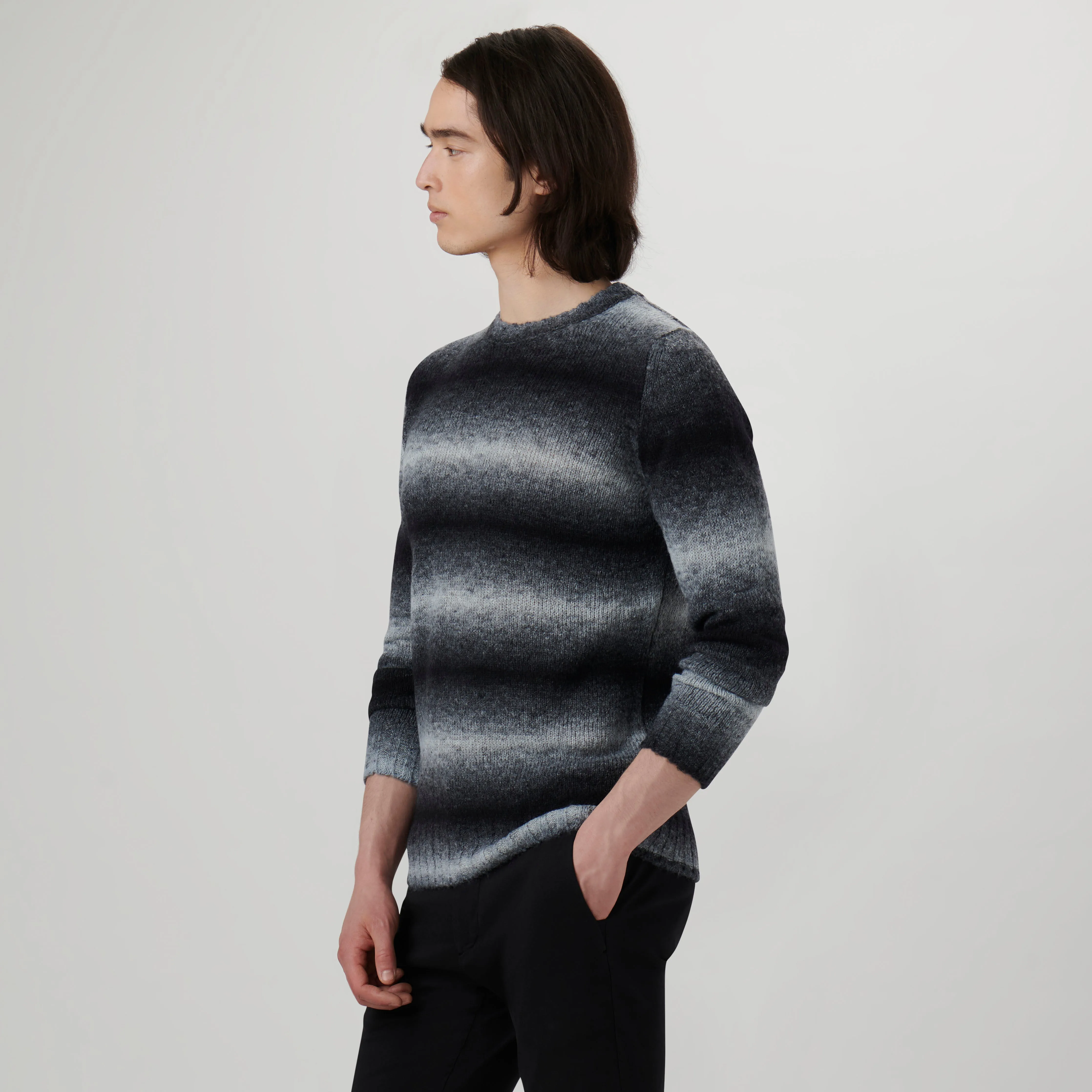 Gradient Striped Crew Neck Sweater