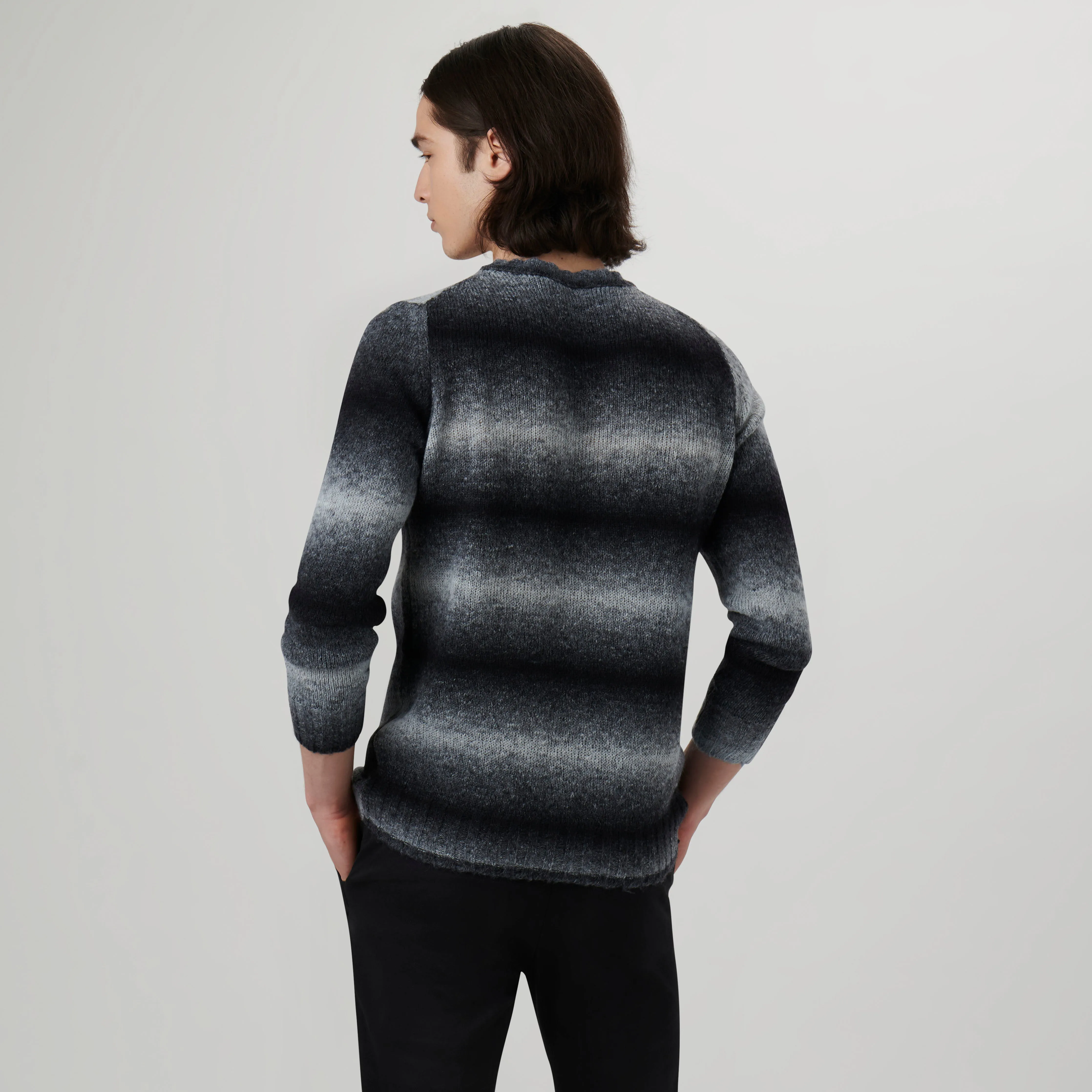 Gradient Striped Crew Neck Sweater