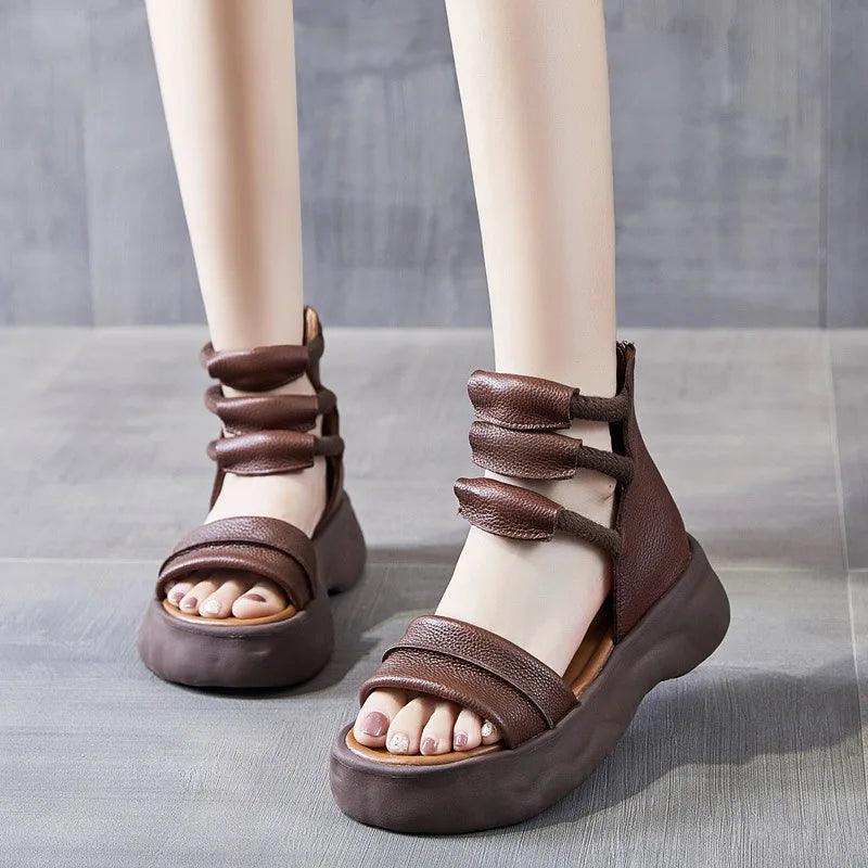 Handmade Leather Thick-soled Sandal Boots for Women - GO1244