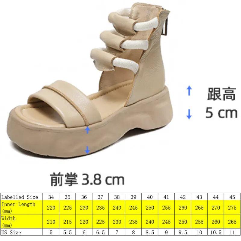 Handmade Leather Thick-soled Sandal Boots for Women - GO1244