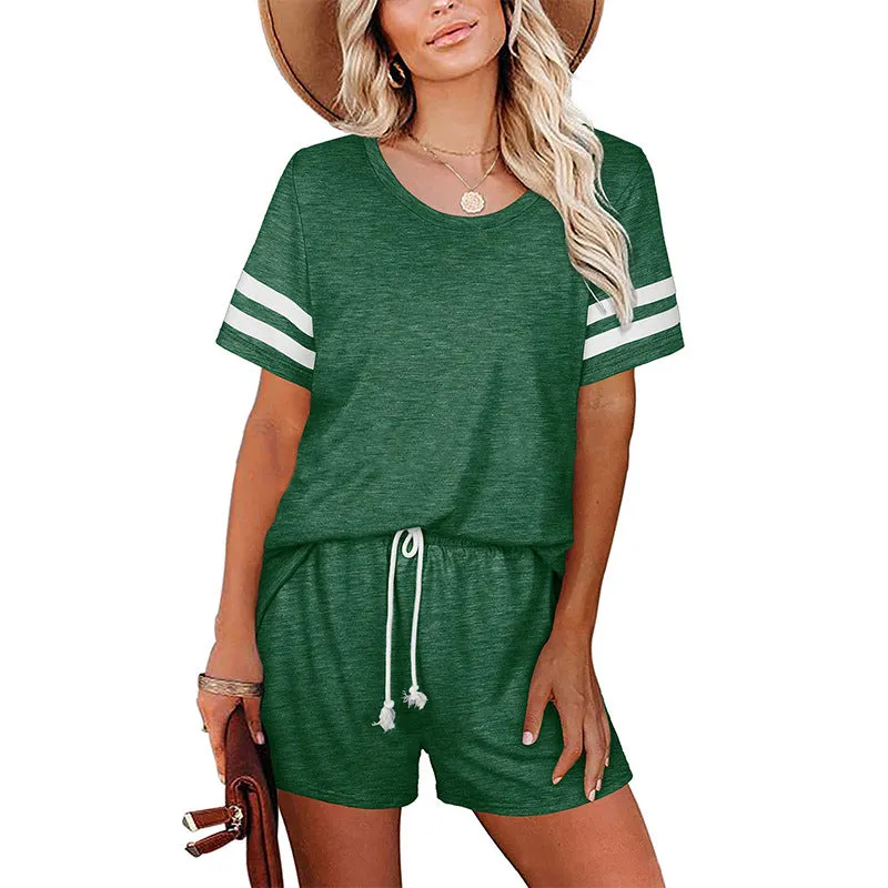 Haute Edition Varsity Striped Pajama Lounge Shorts Set