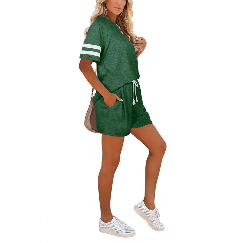 Haute Edition Varsity Striped Pajama Lounge Shorts Set