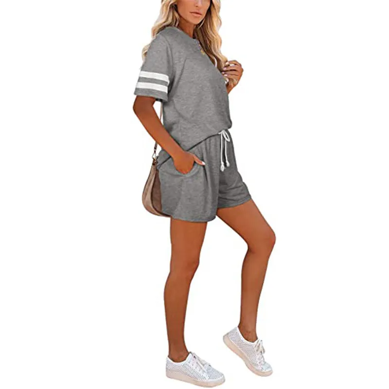 Haute Edition Varsity Striped Pajama Lounge Shorts Set