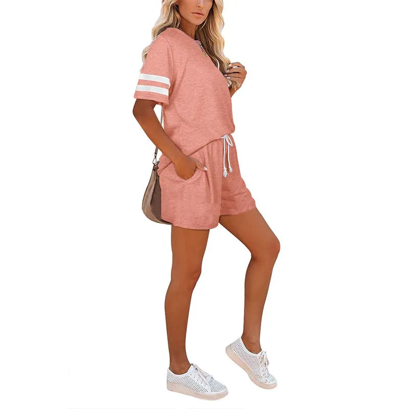 Haute Edition Varsity Striped Pajama Lounge Shorts Set