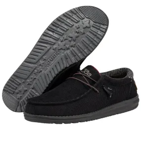 Hey Dude Mens Wally Corduroy Slip On Shoes- Jet Black