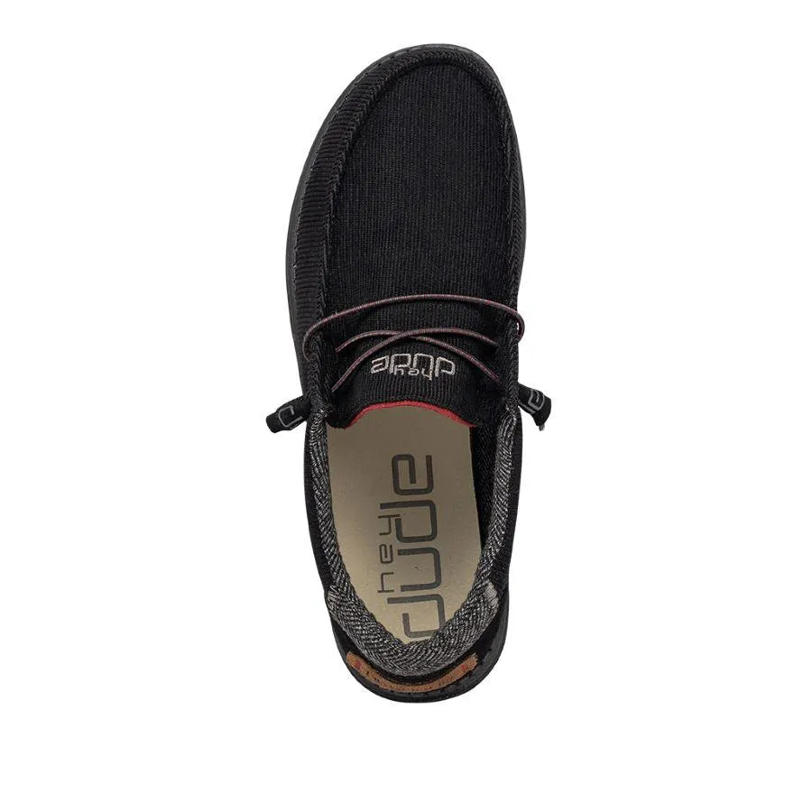 Hey Dude Mens Wally Corduroy Slip On Shoes- Jet Black