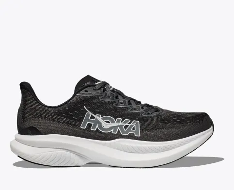 Hoka Women’s Mach 6 Athletic Shoes-Black/White **Wide Width**