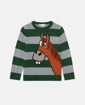 Horse Graphic Fringed Sweater