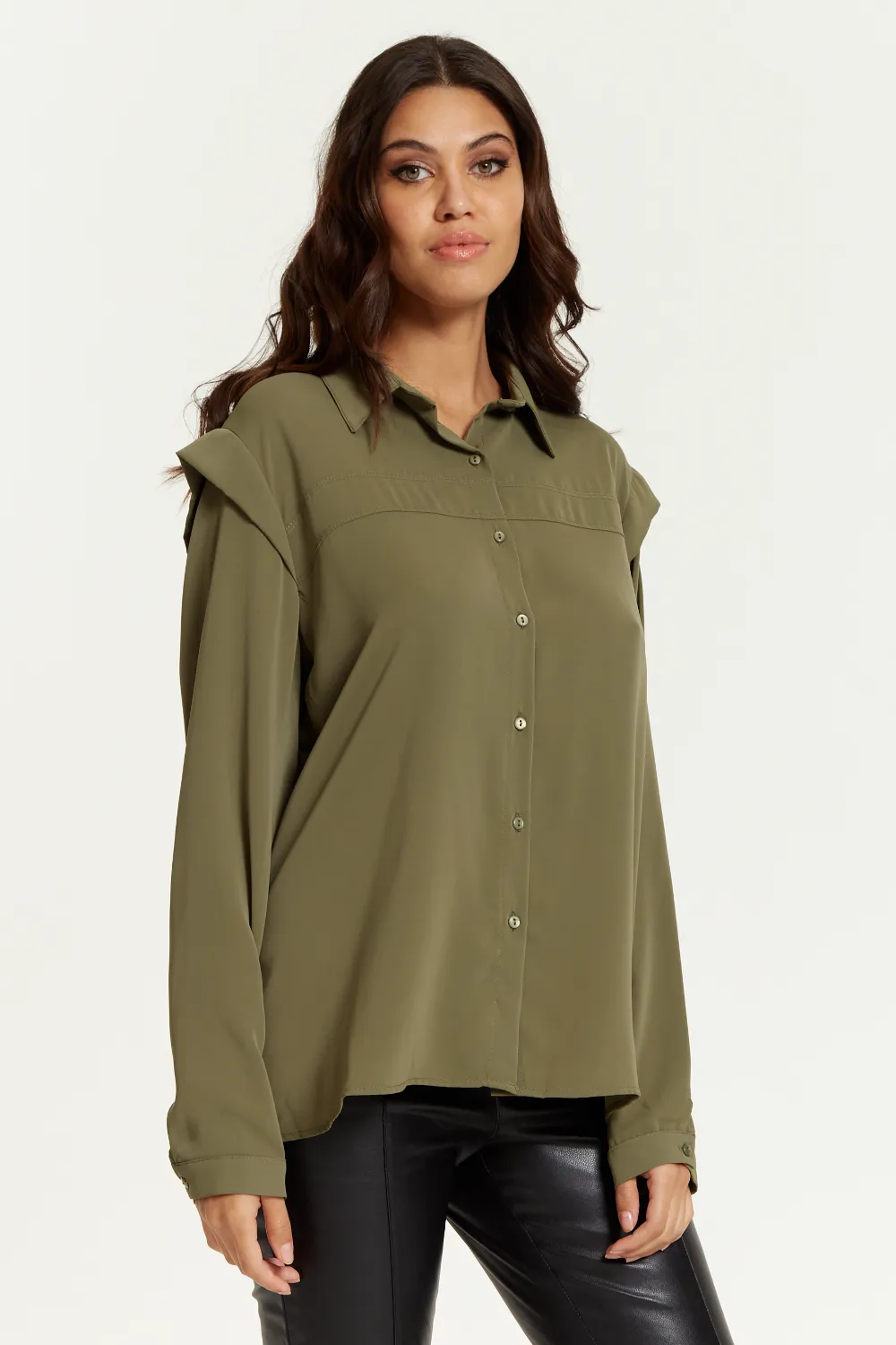 Hoxton Gal Long Sleeves Shirt with Oversized Shoulders