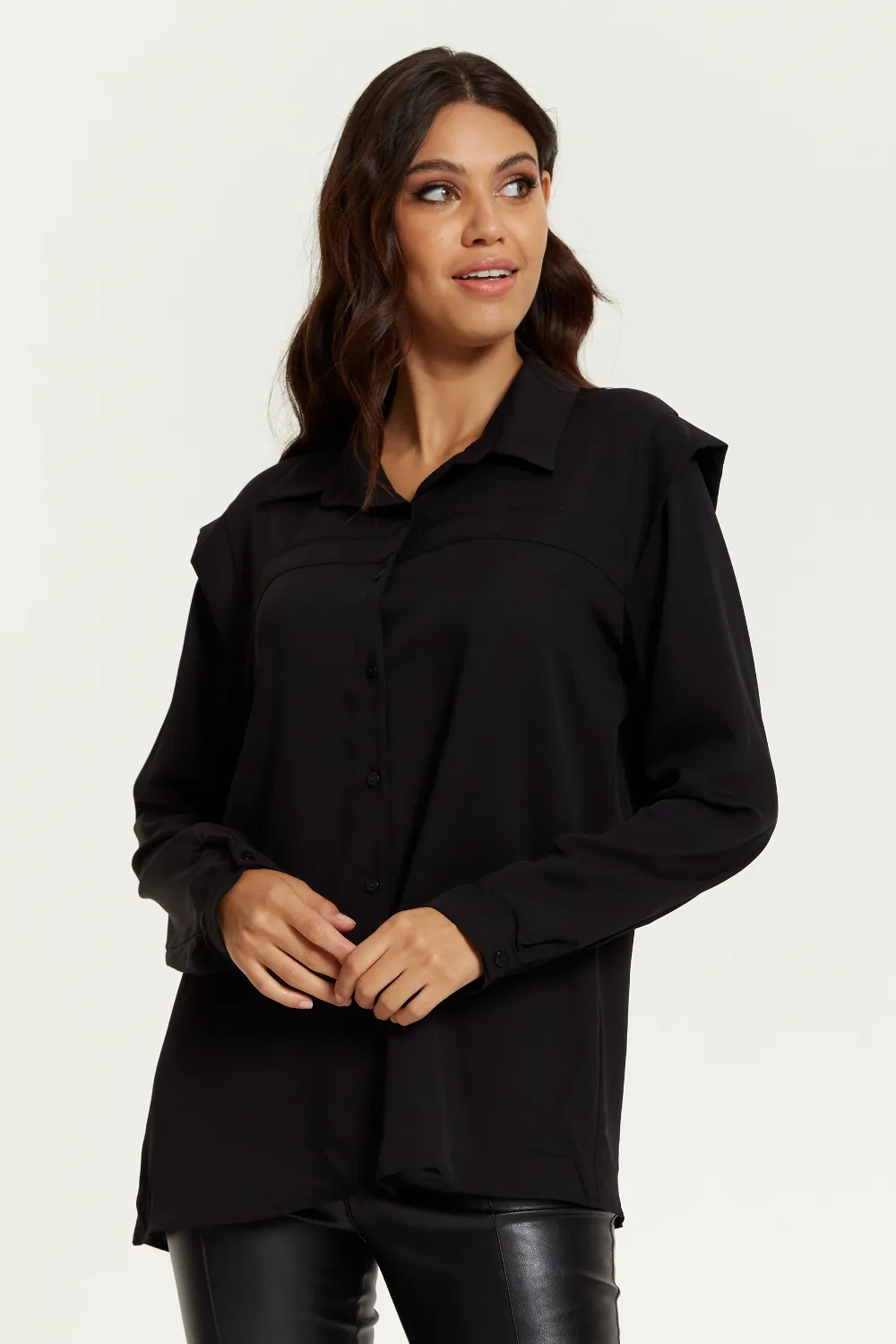 Hoxton Gal Long Sleeves Shirt with Oversized Shoulders