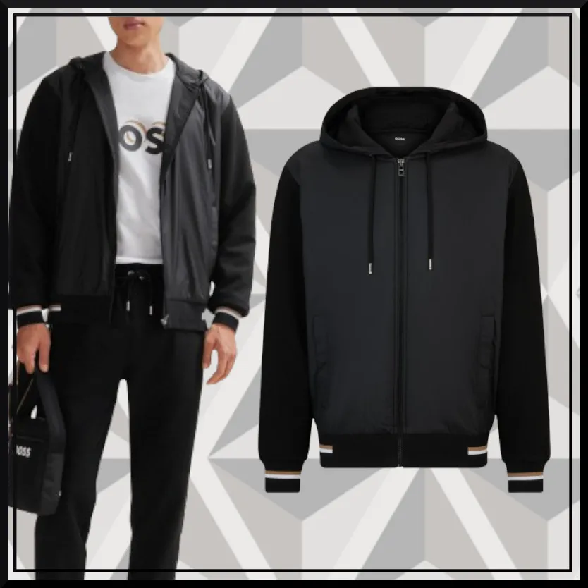 Hugo Boss Long Sleeves Cotton Hoodies for Street Style