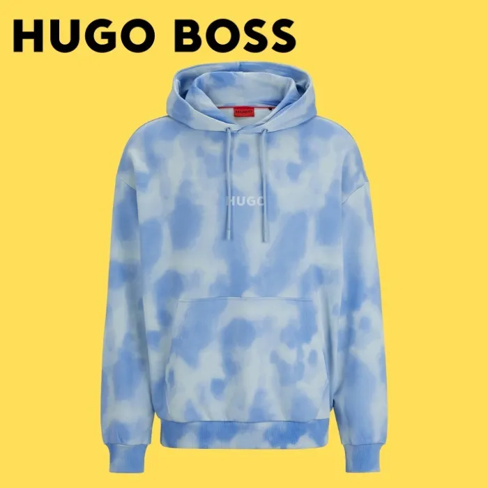 Hugo Boss street style long sleeves cotton logo hoodies.