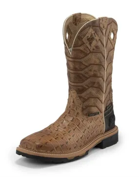 Justin Mens Boots WK4839 12 Derrickman Comp Toe" Caramel Croc Print