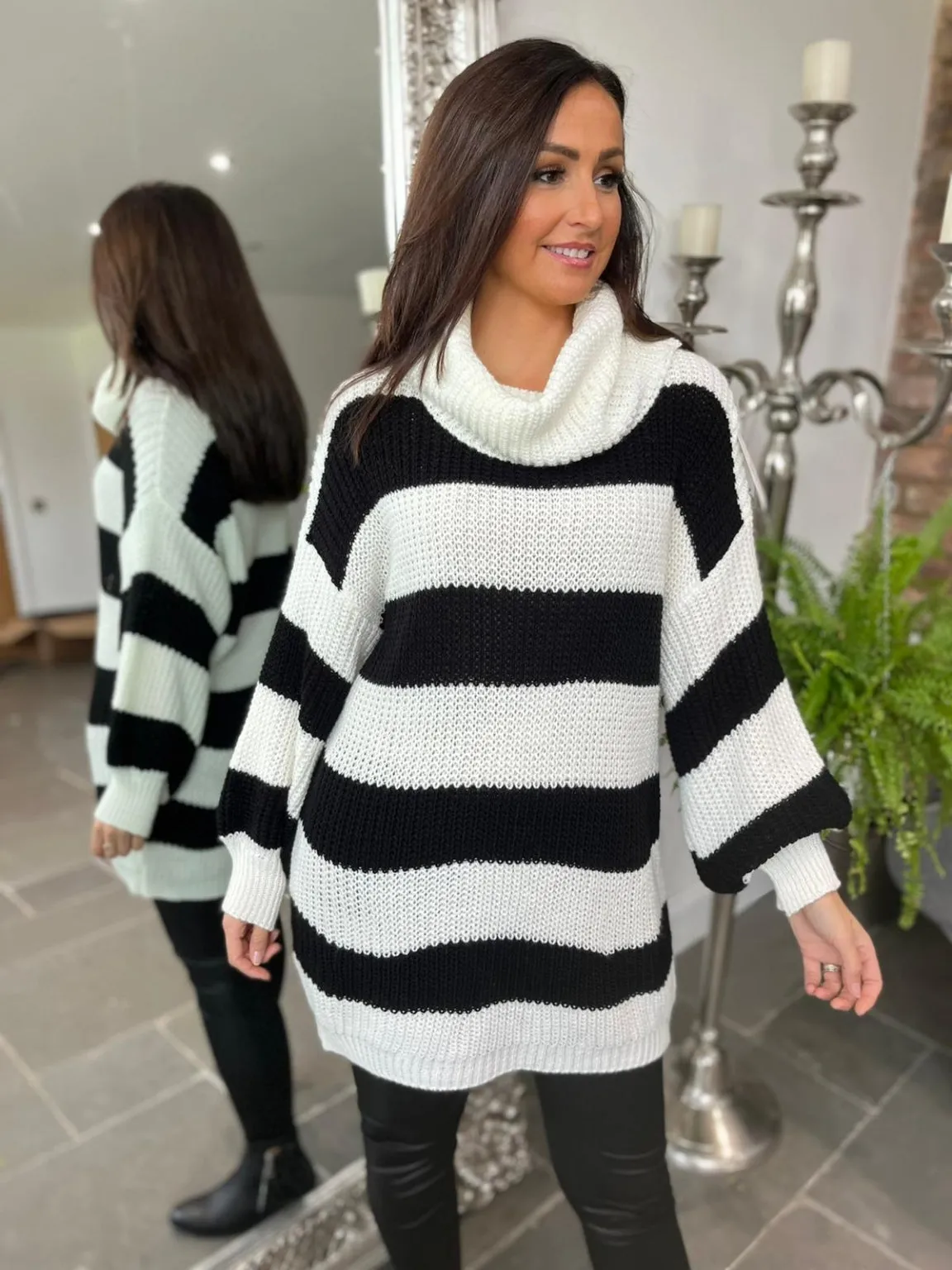 Kendall Stripe Cowl Neck Jumper