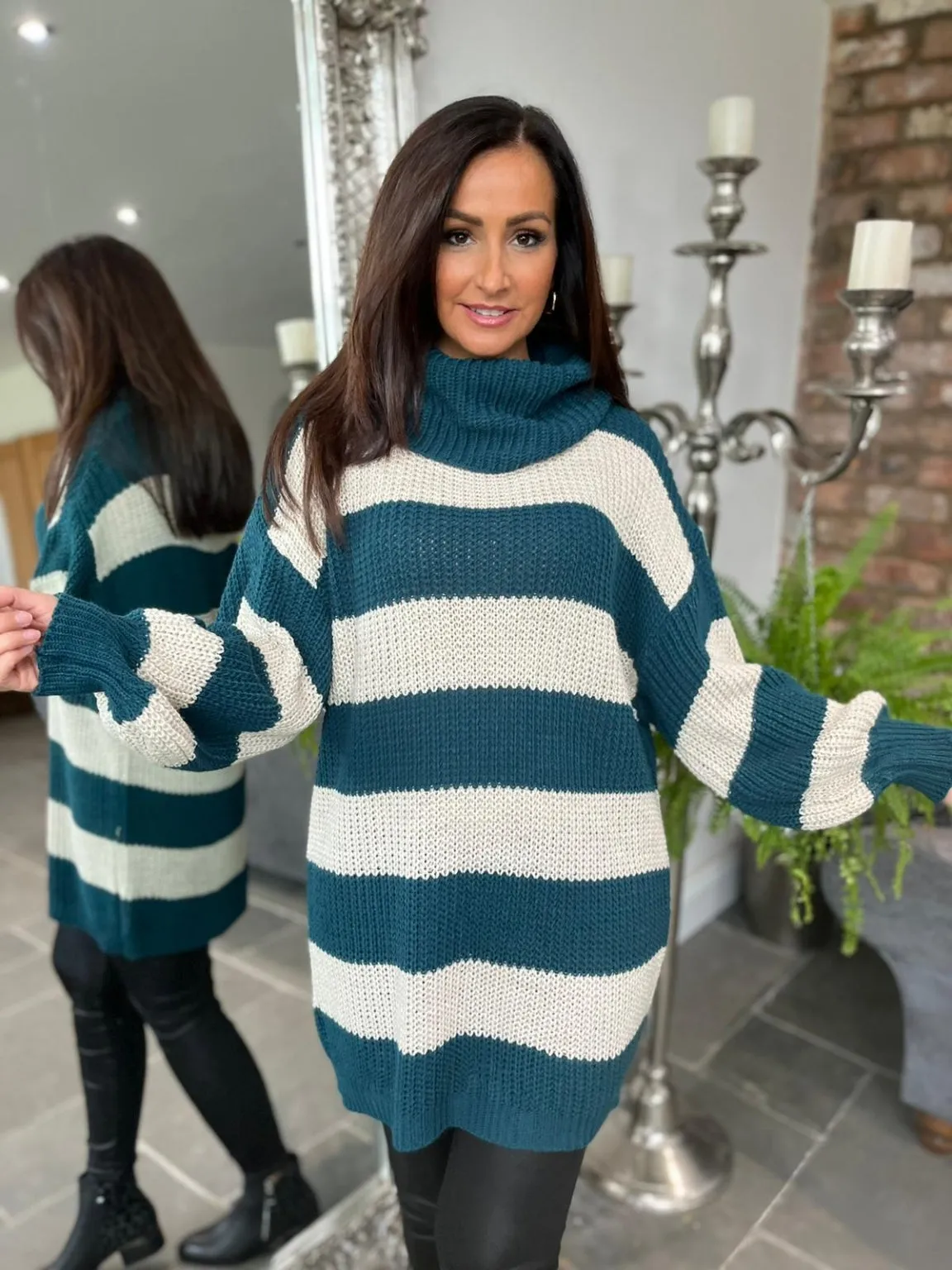 Kendall Stripe Cowl Neck Jumper