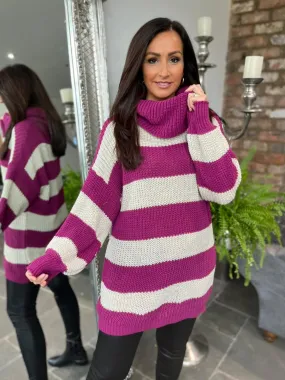 Kendall Stripe Cowl Neck Jumper