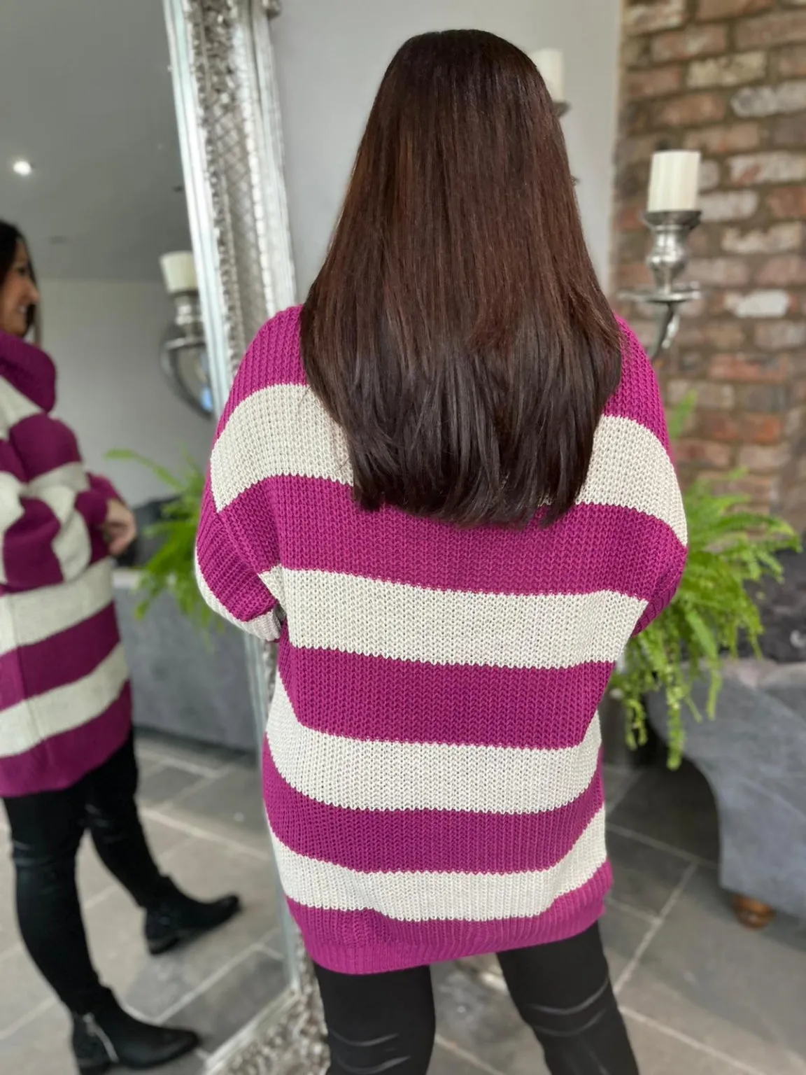 Kendall Stripe Cowl Neck Jumper