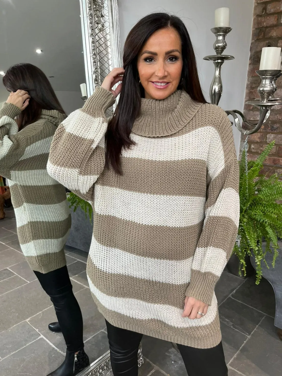 Kendall Stripe Cowl Neck Jumper