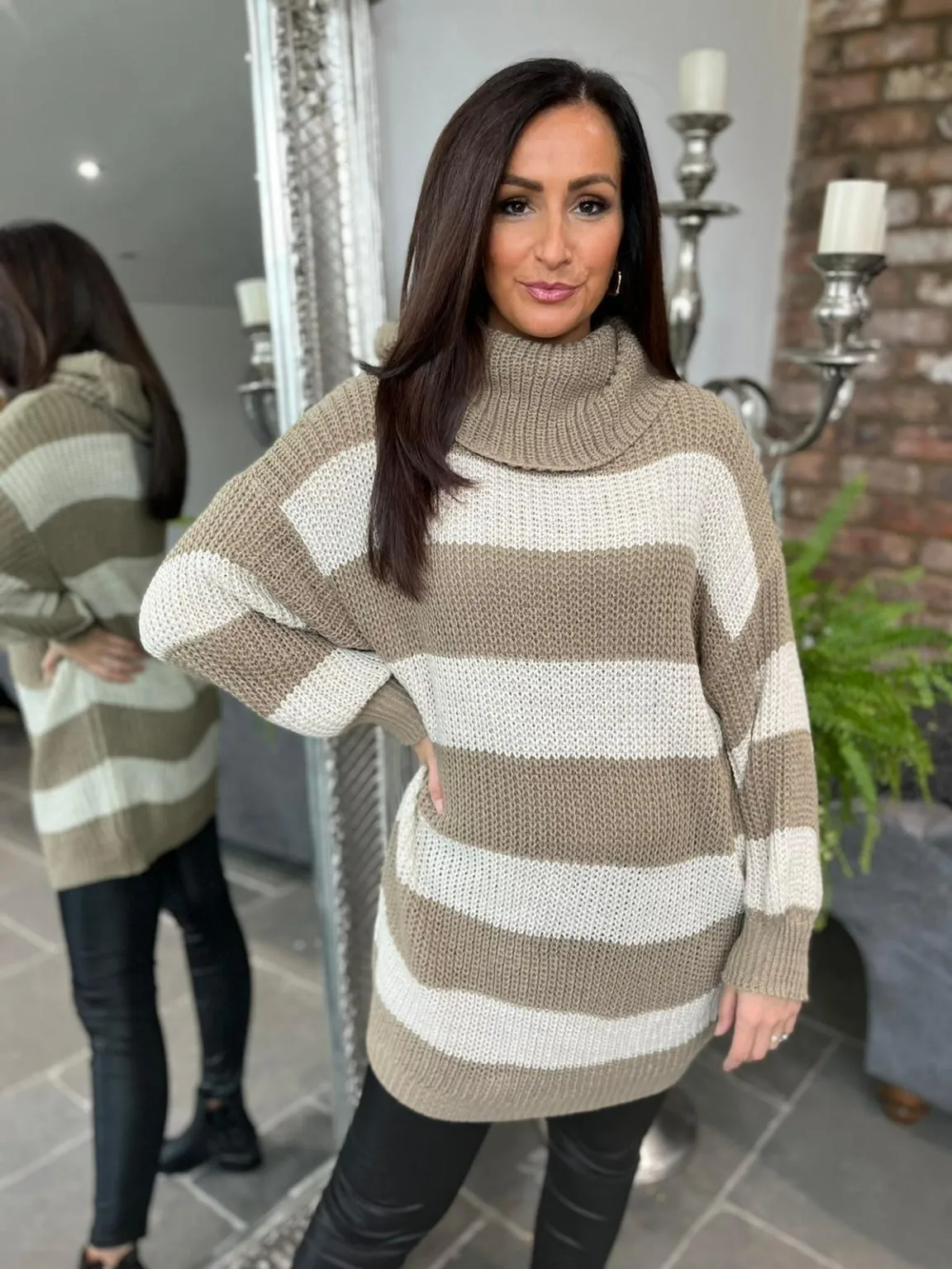 Kendall Stripe Cowl Neck Jumper